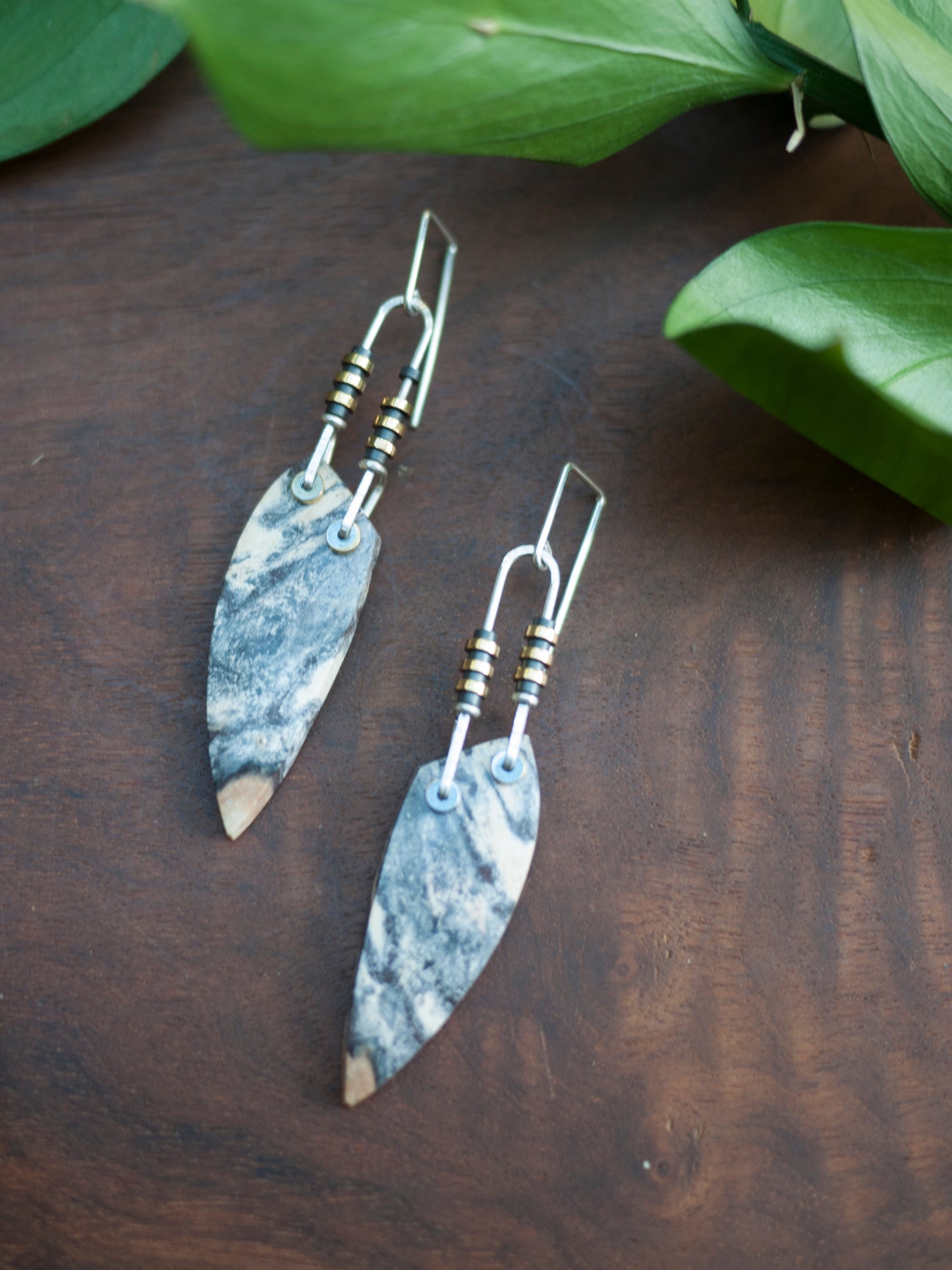 Zebra Stone Dangle Earrings