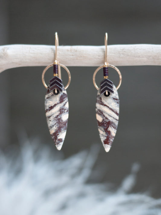 Zebra Jasper Circle Drop Earrings