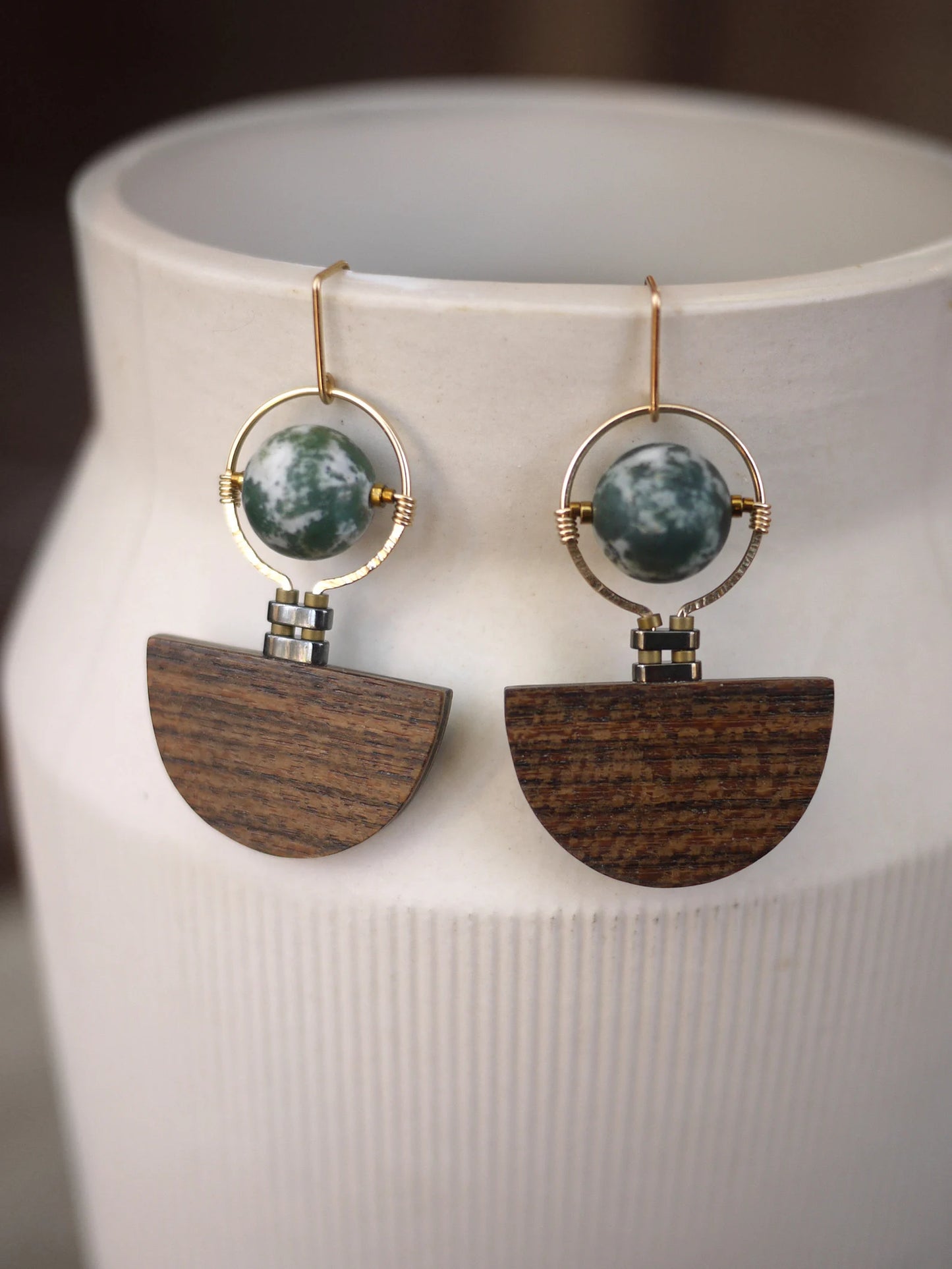 Mid Century Modern Wood Earrings